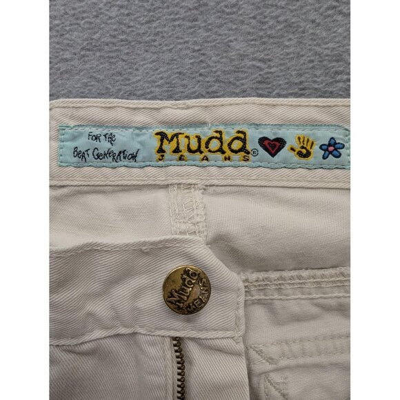Mudd Jeans Womens 1 Cream Flare 100% Cotton Twill Back Flap Pockets Y2K Style - Picture 14 of 15